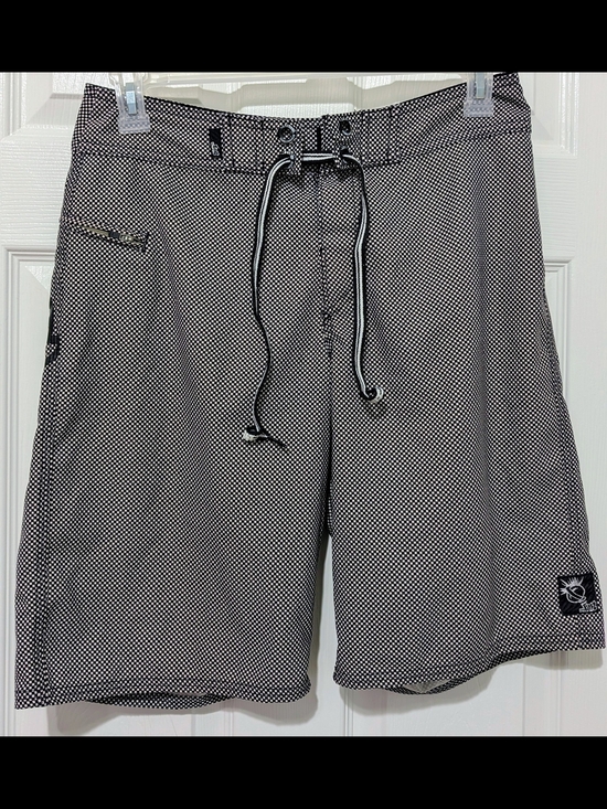 Lost Other - Men's Black & White Micro-Checkered Swim Trunks